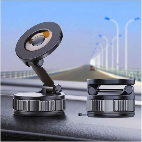 Magnetic Suction Phone Holders for Your Car, 360°Adjustable Magnetic Car Phone Holder，Suction Cup Phone Mount for Your Car/Gym/Mirror,Phone Car Mount Compatible iPhone & Android(Black) in Saudi Arabia