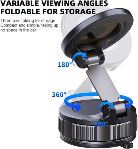 Magnetic Suction Phone Holders for Your Car, 360°Adjustable Magnetic Car Phone Holder，Suction Cup Phone Mount for Your Car/Gym/Mirror,Phone Car Mount Compatible iPhone & Android(Black) in Saudi Arabia