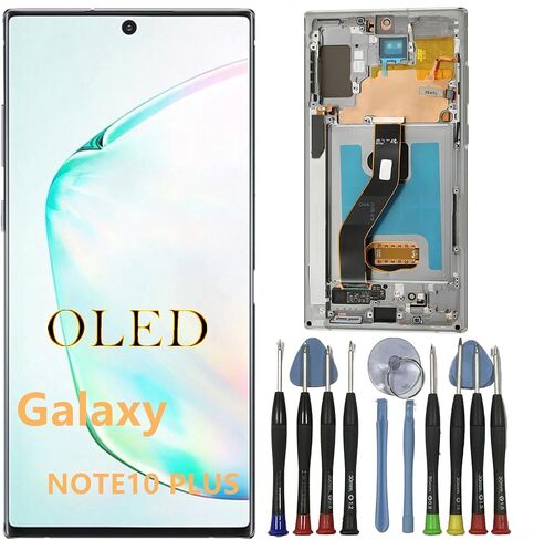 OLED GALAXY NOTE10 Plus Plus Screen Presentive for Samsung Note10Plus 5G DISPACT TOUCH SCREED DIGITIZER ANDRECLESS SM-N975U ، SM-N975U1 ، SM-N976U LCD Pudprint (مع إطار أسود+أدوات) in Kuwait