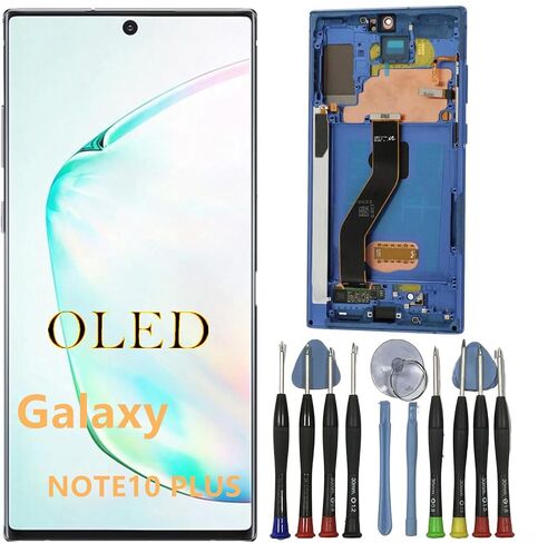 OLED GALAXY NOTE10 Plus Plus Screen Presentive for Samsung Note10Plus 5G DISPACT TOUCH SCREED DIGITIZER ANDRECLESS SM-N975U ، SM-N975U1 ، SM-N976U LCD Pudprint (مع إطار أسود+أدوات) in Kuwait