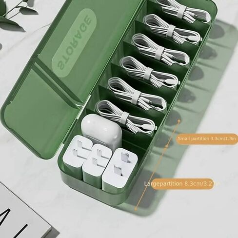 Cable Organizer Storage Box, Desktop Cable Management Box with Switch, Power Cord Organizer for Office, Home,Desk Accessories Storage Stationery Supplies（Green） in Saudi Arabia