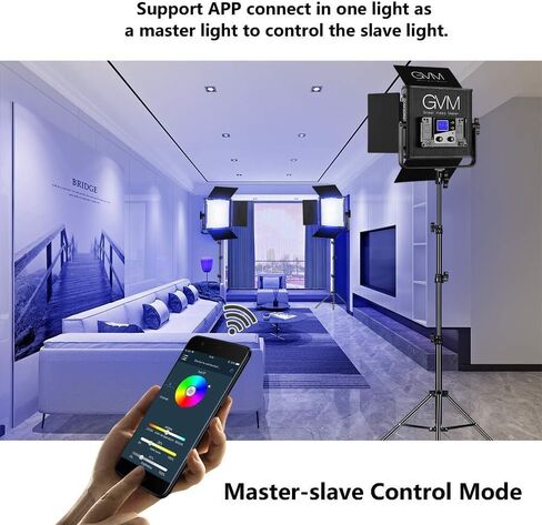 GVM 50RS RGB LED Video Light, 50W Video Lighting Kit with APP Control, 360°Full Color Led Panel Light for Gaming, Streaming, Youtube, Webex, Broadcasting, Web Conference, Aluminum Alloy Shell, CRI 97 in Saudi Arabia