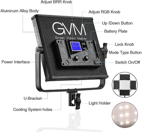 GVM 50RS RGB LED Video Light, 50W Video Lighting Kit with APP Control, 360°Full Color Led Panel Light for Gaming, Streaming, Youtube, Webex, Broadcasting, Web Conference, Aluminum Alloy Shell, CRI 97 in Saudi Arabia
