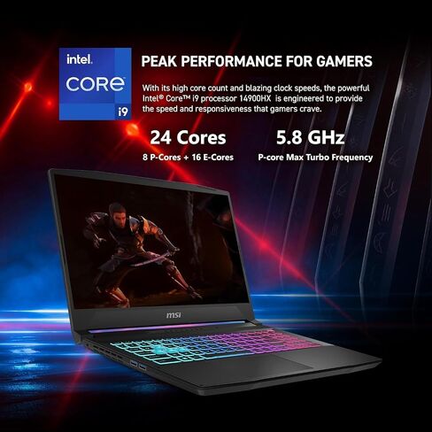 MSI KATANA HX Gaming Maming Captop ، 15.6 "165Hz QHD+ Display IPS ، 24-Core I9-14900HX (حتى 5.8 GHz ، Geforce RTX 5070 ، AI & VR Ready ، Copilot+ PC ، RGB Backlit Keyboard ، Win11 ، Black (64GB DDR5 RAM | 4TB SSD) in Saudi Arabia