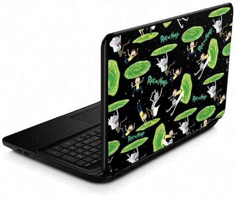 Skinit Decal Laptop Skin Compatible with 15.6 in 15-d038dx - Officially Licensed Warner Bros Rick and Morty Portal Pattern Design in Saudi Arabia