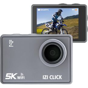 IZI ONE 5K 30FPS UHD 48MP Action Camera, Dual Touch Screen, Digital Zoom, EIS Stabilization, Waterproof & Sports Camera, Vlog, Dashcam, YouTube,170° Wide Angle, WiFi & External Mic, 2X Batteries in Kuwait