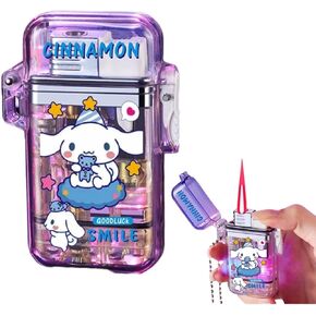 NIVEK Cool Transparent Cute Lighter, Pink Red Flame Lighter, Refillable Kitty KT Cat Melody Kulomi Rabbit Japanese Kawaii with Chain (Maid) in Kuwait