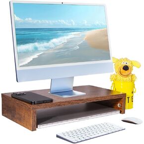 مراقبة حامل الحامل ، حامل كمبيوتر ، منظمو المكتب والملحقات ، مراقبة كمبيوتر جهاز الكمبيوتر المحمول مراقب مع تخزين طابعة شاشة التلفزيون (Rust Brown-15.75inch) in Kuwait