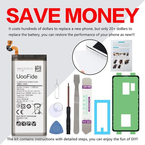 UooFide for Galaxy S8 Battery Replacement, Compatible with Samsung Galaxy S8 SM-G950 All Carriers EB-BG950ABA EB-BG950ABE with Professional Repair Tools Kit in Kuwait