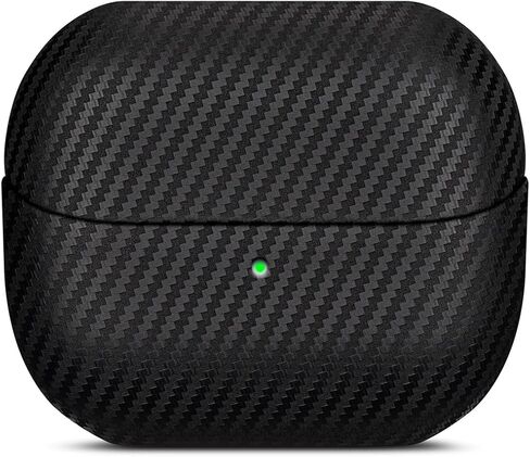 Leather Case - for Samsung Galaxy Buds 3 Pro/Galaxy Buds 3 Case Cover - Selected Skin-Friendly Leather, Carbon Fibre Texture, Handmade Shockproof Hard Cover for Samsung Buds Pro 3 - Black in Kuwait