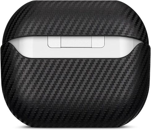 Leather Case - for Samsung Galaxy Buds 3 Pro/Galaxy Buds 3 Case Cover - Selected Skin-Friendly Leather, Carbon Fibre Texture, Handmade Shockproof Hard Cover for Samsung Buds Pro 3 - Black in Kuwait
