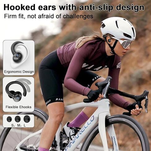 سماعات الأذن اللاسلكية ، بلوتوث 5.4 سماعات الرأس الستيريو العميق مع Earhooks ، براعم الأذن بلوتوث 50H مع ميكروفون لإلغاء الضوضاء ، شحن سريع الشحن الرقمي IP7 أذن ماء للتمرين/الرياضة in Kuwait