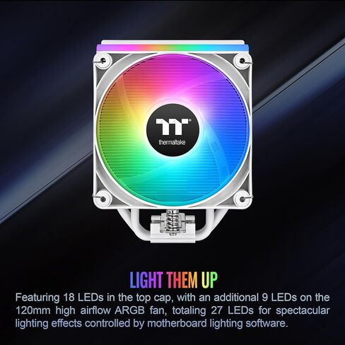 Thermaltake Astria 200 Argb Cpu Cooler ؛ 4 أنابيب حرارة النحاس. مروحة 120mm PWM ؛ 500 ~ 1800 دورة في الدقيقة ؛ برج واحد Intel/AMD ؛ 210W TDP ؛ أبيض؛ CL-P137-AL12SW-A in Saudi Arabia