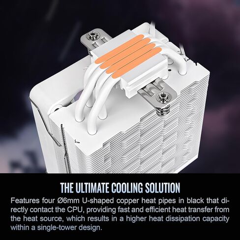 Thermaltake Astria 200 Argb Cpu Cooler ؛ 4 أنابيب حرارة النحاس. مروحة 120mm PWM ؛ 500 ~ 1800 دورة في الدقيقة ؛ برج واحد Intel/AMD ؛ 210W TDP ؛ أبيض؛ CL-P137-AL12SW-A in Saudi Arabia