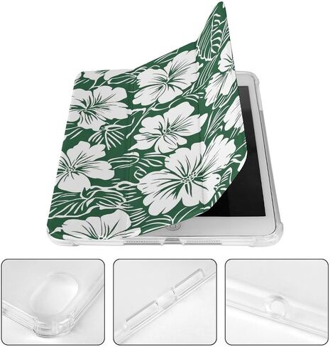 قضية زهور هاواي الأزهار الخضراء هاواي مع حامل قلم رفيع الوزن ثلاثي الأوزان متوافق مع iPad mini 4/5/6 mini4/5 （7.9in） in Kuwait