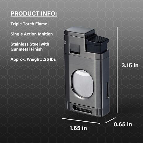 Fisol Lighcut Triple Torch Torch Flame أخف وزنا مع نقش حرة (Gunmetal) in Kuwait