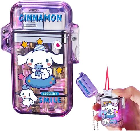 NIVEK Cool Transparent Cute Lighter, Pink Red Flame Lighter, Refillable Kitty KT Cat Melody Kulomi Rabbit Japanese Kawaii with Chain (Maid) in Kuwait
