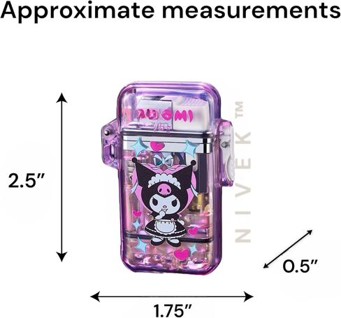 NIVEK Cool Transparent Cute Lighter, Pink Red Flame Lighter, Refillable Kitty KT Cat Melody Kulomi Rabbit Japanese Kawaii with Chain (Maid) in Kuwait