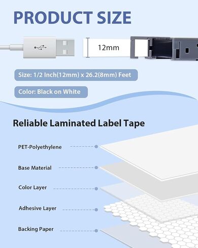 6-Pack TZe-231 TZ Tape 12mm 0.47 Laminted White Compatible for Brother Ptouch Label Maker Tape TZe231 TZe-2312pk TZ-231 Refills for P Touch PT-D210 PTD220 H110 D610BT D400, 1/2" x 26.2 ft in Kuwait