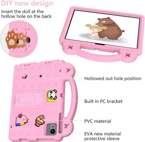 for Revvl Tab 2 Case 10.1 inch 2025, Kids EVA Tablet Cover with Strap Stand Handle, for Tmobile Revvl Tab 2 5G Case, Pink in Saudi Arabia