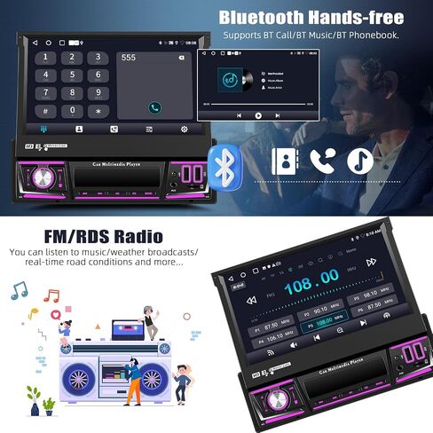 AMprime [4+64G] Android 13 Single Din Car Stereo with Wireless Carplay & Android Auto,7'' Flip Out Touch Screen Car Radio with Mirror Link GPS WiFi FM/RDS BT EQ DSP USB Music/Fast Charging in Saudi Arabia