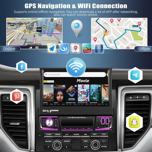 AMprime [4+64G] Android 13 Single Din Car Stereo with Wireless Carplay & Android Auto,7'' Flip Out Touch Screen Car Radio with Mirror Link GPS WiFi FM/RDS BT EQ DSP USB Music/Fast Charging in Saudi Arabia