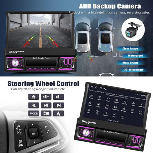 AMprime [4+64G] Android 13 Single Din Car Stereo with Wireless Carplay & Android Auto,7'' Flip Out Touch Screen Car Radio with Mirror Link GPS WiFi FM/RDS BT EQ DSP USB Music/Fast Charging in Saudi Arabia