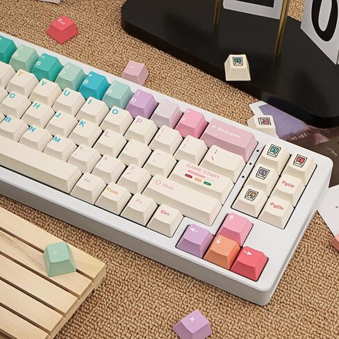 أبيض أبيض PBT Keycaps ، 150 مفاتيح لطيف معكرون السمة Keycap ، ملف تعريف الكرز Dye-Sublimation مفاتيح ملونة ل 61/64/68/84/87/100/104/108 لوحات مفاتيح ميكانيكية Cherry MX in Kuwait