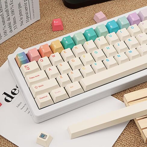 أبيض أبيض PBT Keycaps ، 150 مفاتيح لطيف معكرون السمة Keycap ، ملف تعريف الكرز Dye-Sublimation مفاتيح ملونة ل 61/64/68/84/87/100/104/108 لوحات مفاتيح ميكانيكية Cherry MX in Kuwait