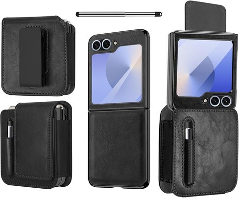 Premium 3-Piece Phone Case Set for Samsung Galaxy Z Flip 7 - Belt Holster, Magnetic Closure, Screen Protector - Stylish Pu Leather - Equipped with S Pen (Blue, Samsung Galaxy Z Flip7) in Saudi Arabia