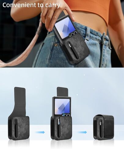 Premium 3-Piece Phone Case Set for Samsung Galaxy Z Flip 7 - Belt Holster, Magnetic Closure, Screen Protector - Stylish Pu Leather - Equipped with S Pen (Blue, Samsung Galaxy Z Flip7) in Saudi Arabia
