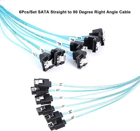 6x SATA 7-PON مباشرة إلى 6x SATA 90 ° كابل الزاوية اليمنى-12 جيجابت في الثانية كابل بيانات SSD/HDD عالي السرعة مع قفل قفل ، سلك نحاسي 30AWG (1M) in Saudi Arabia