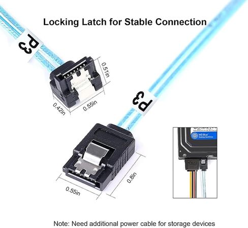 6x SATA 7-PON مباشرة إلى 6x SATA 90 ° كابل الزاوية اليمنى-12 جيجابت في الثانية كابل بيانات SSD/HDD عالي السرعة مع قفل قفل ، سلك نحاسي 30AWG (1M) in Saudi Arabia