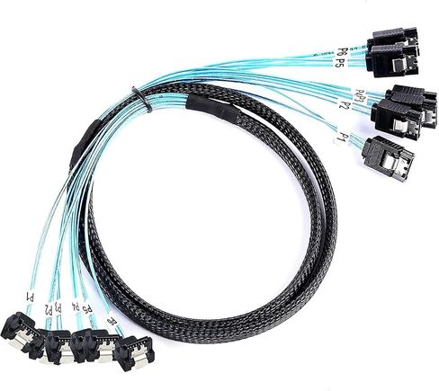 6x SATA 7-PON مباشرة إلى 6x SATA 90 ° كابل الزاوية اليمنى-12 جيجابت في الثانية كابل بيانات SSD/HDD عالي السرعة مع قفل قفل ، سلك نحاسي 30AWG (1M) in Saudi Arabia