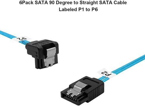 6x SATA 7-PON مباشرة إلى 6x SATA 90 ° كابل الزاوية اليمنى-12 جيجابت في الثانية كابل بيانات SSD/HDD عالي السرعة مع قفل قفل ، سلك نحاسي 30AWG (1M) in Saudi Arabia