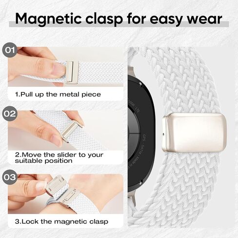 حلقة منفردة مطاطية منفردة لـ Samsung Watch 8 نطاقات 40 مم 44 ملم ، نقرة واحدة لا توجد فجوة حزام نايلون نايلون الرياضي مع قفل مغناطيسي للمجرة 8 كلاسيكية النساء 46 مم الرجال in Kuwait