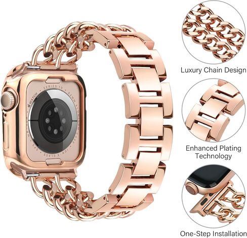 نطاقات ANAIBOHO GOLD Apple Watch للنساء Men Men سلسلة IWATCH BANDS مقابل 40 مم 38 مم 41 مم ، متوافقة مع Apple Watch SE SERIEN in Kuwait
