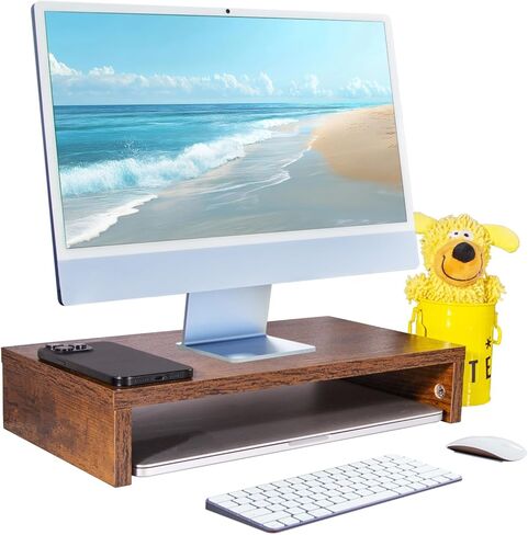 مراقبة حامل الحامل ، حامل كمبيوتر ، منظمو المكتب والملحقات ، مراقبة كمبيوتر جهاز الكمبيوتر المحمول مراقب مع تخزين طابعة شاشة التلفزيون (Rust Brown-15.75inch) in Kuwait