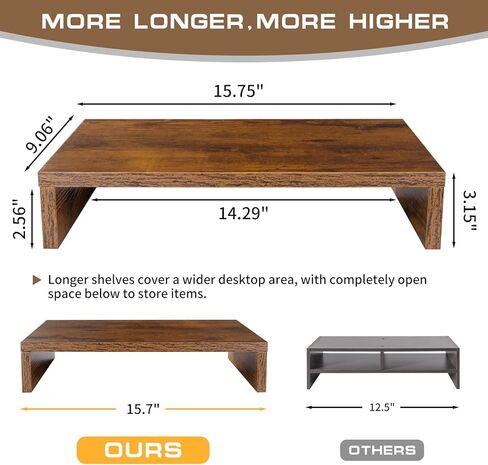 مراقبة حامل الحامل ، حامل كمبيوتر ، منظمو المكتب والملحقات ، مراقبة كمبيوتر جهاز الكمبيوتر المحمول مراقب مع تخزين طابعة شاشة التلفزيون (Rust Brown-15.75inch) in Kuwait