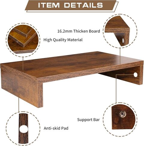 مراقبة حامل الحامل ، حامل كمبيوتر ، منظمو المكتب والملحقات ، مراقبة كمبيوتر جهاز الكمبيوتر المحمول مراقب مع تخزين طابعة شاشة التلفزيون (Rust Brown-15.75inch) in Kuwait