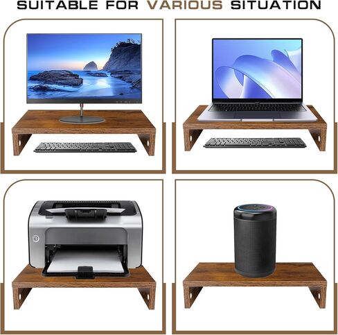 مراقبة حامل الحامل ، حامل كمبيوتر ، منظمو المكتب والملحقات ، مراقبة كمبيوتر جهاز الكمبيوتر المحمول مراقب مع تخزين طابعة شاشة التلفزيون (Rust Brown-15.75inch) in Kuwait