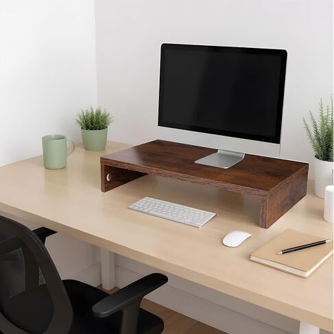 مراقبة حامل الحامل ، حامل كمبيوتر ، منظمو المكتب والملحقات ، مراقبة كمبيوتر جهاز الكمبيوتر المحمول مراقب مع تخزين طابعة شاشة التلفزيون (Rust Brown-15.75inch) in Kuwait