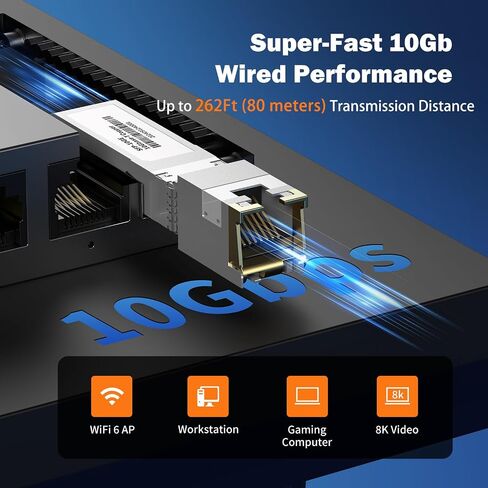 Real HD 5 Port 2.5G Managed Ethernet Network Switch, 1 x 10G SFP+ Port | 60G Bandwidth | Plug & Play | Fanless Metal Internal Internet Multi-gigabit Switch | Include 10Gb SFP to RJ45 Module 262Ft(80m) in Saudi Arabia