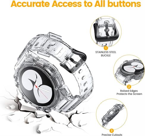 Notocity لـ Galaxy Watch 4 Galaxy Watch 5 Watch 6 40mm نطاقات ، شريط واضح مع حزام بديل للحالة الواقية لـ Galaxy Watch 4/5 in Kuwait