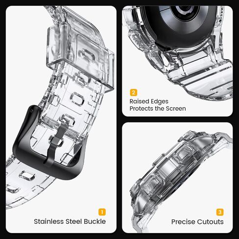 Notocity لـ Galaxy Watch 4 Galaxy Watch 5 Watch 6 40mm نطاقات ، شريط واضح مع حزام بديل للحالة الواقية لـ Galaxy Watch 4/5 in Kuwait