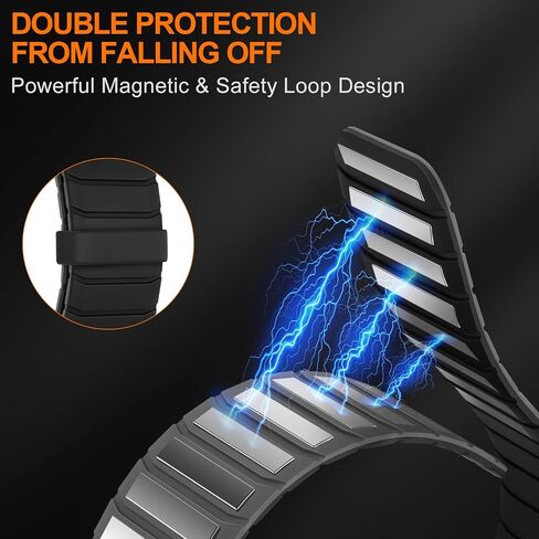 Tasikar double -side -side الفرقة المغناطيسية القابلة للارتداء متوافقة مع Apple Watch 49mm 46mm 45mm 44mm 42mm 42mm ، حلقة حزام رياضية ناعمة لـ Iwatch Ultra 3 2 1 Se Series 11 10 9 8 7 6 5 4 3 2 11 ، Black Gray in Kuwait