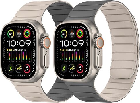 Tasikar double -side -side الفرقة المغناطيسية القابلة للارتداء متوافقة مع Apple Watch 49mm 46mm 45mm 44mm 42mm 42mm ، حلقة حزام رياضية ناعمة لـ Iwatch Ultra 3 2 1 Se Series 11 10 9 8 7 6 5 4 3 2 11 ، Black Gray in Kuwait