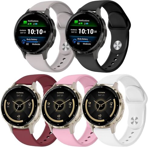 Silicone Watch Bands for Garmin Venu 3S/Vivoactive 4S/Venu 2S/Vivomove 3S, Soft Sport 18mm Waterproof Replacement Wristband Strap for Garmin Forerunner 255s/265S in Kuwait