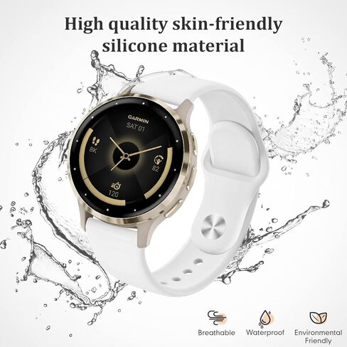 Silicone Watch Bands for Garmin Venu 3S/Vivoactive 4S/Venu 2S/Vivomove 3S, Soft Sport 18mm Waterproof Replacement Wristband Strap for Garmin Forerunner 255s/265S in Kuwait