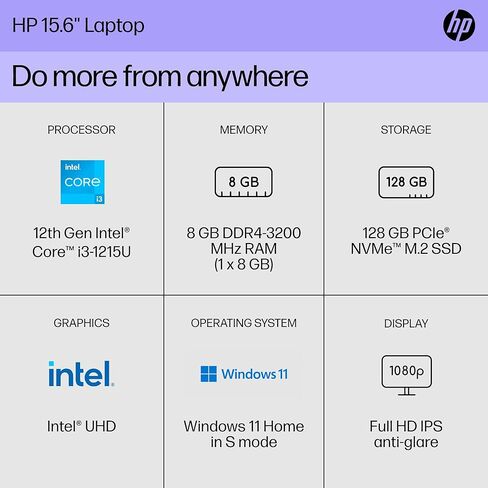 HP 17.3 "كمبيوتر محمول للأعمال والطلاب • AMD Ryzen 5 7430U (12-Thread) • 17.3" عرض IPS المضاد لـ Glare • Wi-Fi 6 • Win 11 Pro in Kuwait